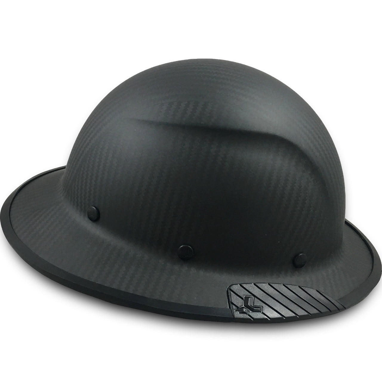 Actual Carbon Fiber Hard Hat - Full Brim Matte Black with Protective Edge and Tote