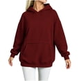 thumbnail image 4 of Cmfcve Women Oversized Hoodies Fall Drop Shoulder Daily Sweatshirts Casual Lounge Winter Pullover Tops with Kangaroo Pocket, 4 of 7