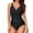 Black, variant on Tummy Control Swimsuits for Women One Piece Bathing Suit Push Up Ruched V Neck Full Coverage Swimwear(Dark Blue,XL)