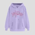 thumbnail image 4 of Mceream Valentines Day Chandails en Molleton à Capuche pour Femmes Mignons Pulls de Vacances à Paillettes Manches Longues Hauts Décontractés Col Rond Chandails en Molleton Grande Taille Vêtements Violet TG, 4 of 4