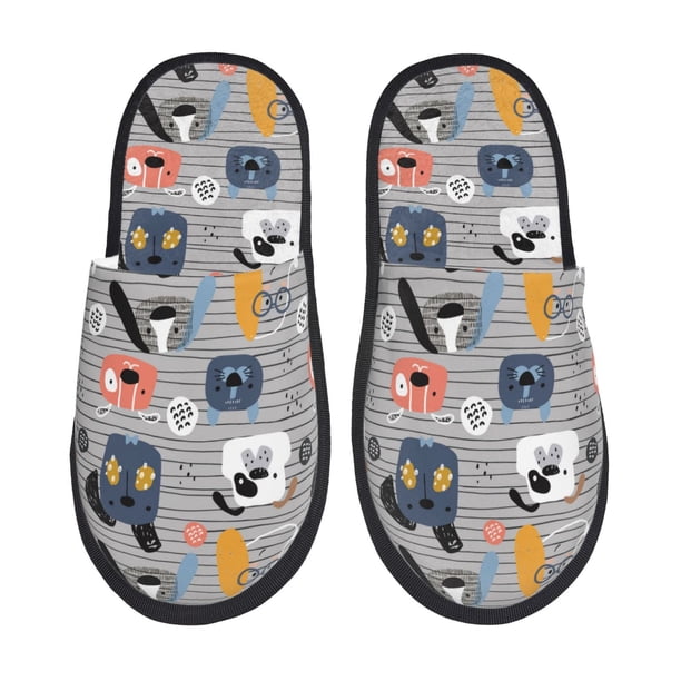 Fotbe Dog Pantuflas Peludas para Mujer con Estampado, Zapatillas de Peluche, Zapatos de Invierno para Casa, Uso Interior y Exterior-Medium