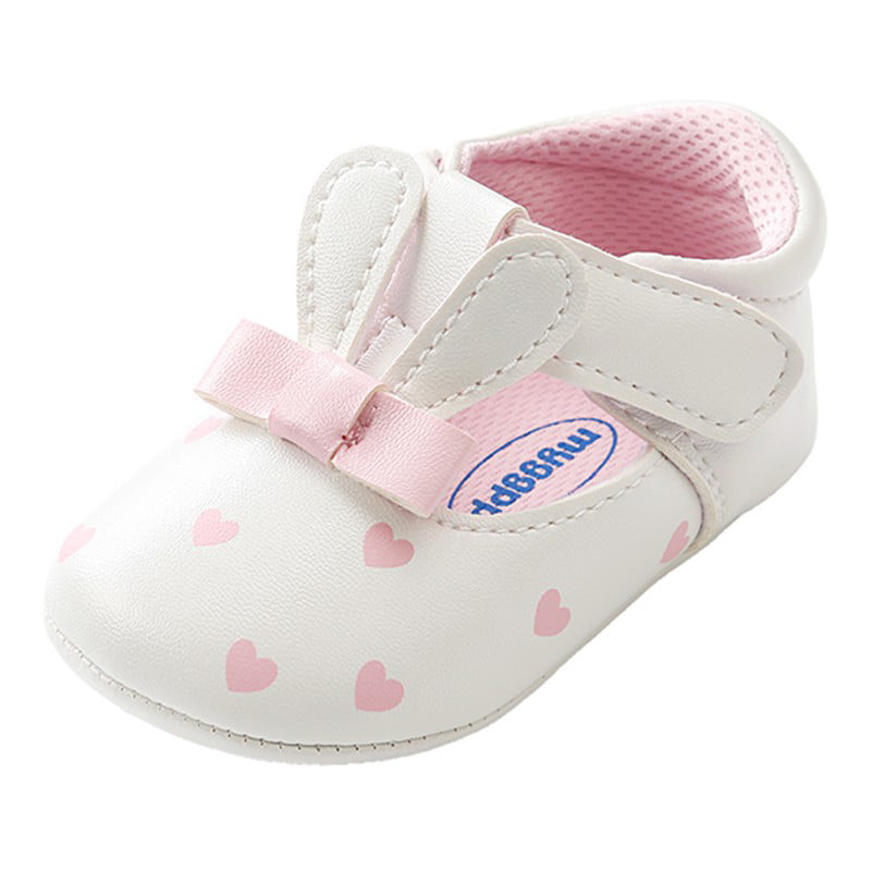Baby Shoes Cute Cartoon Rabbit Infant Baby Boy Girl Anti-Slip Crib Prewalker Toddler Shoes Pink 11cm 