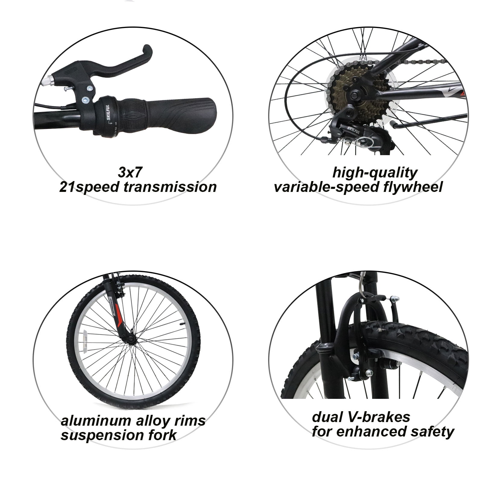 QARSWA 24" Inch Mountain Bike for Men & Women, 21-Speed Full Suspension MTB, High-Carbon Steel Frame, Quick Release Front Wheel, Dual Fenders Bicycle