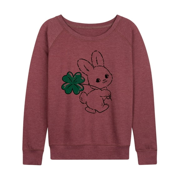 Instant Message - Bunny And Clover - Women's Lightweight French Terry Long Sleeve Shirt