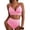 Pink, variant on Swimsuit Women Embroidered Floral Textured Bikini Sets 2 Piece High Waisted Bathing Suits Lace Up Back Scalloped V Neck Swimwear
