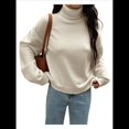 thumbnail image 1 of Suéter de Cuello Alto para Mujer, Jersey de Punto Grueso de Larga con Dobladillo Alto y Bajo, Top Moderno para Otoño e Invierno. M, 1 of 8