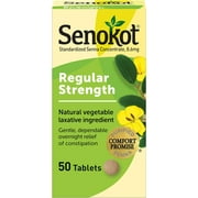 Senokot Regular Strength Senna Stool Softener Laxative Tablets, 50 Ct