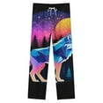 thumbnail image 4 of Wolf Galaxy Night Forest Winter Female Pants Flannel High Waist Women Pants Lady Warm Straight Leg Plush Trousers, 4 of 7