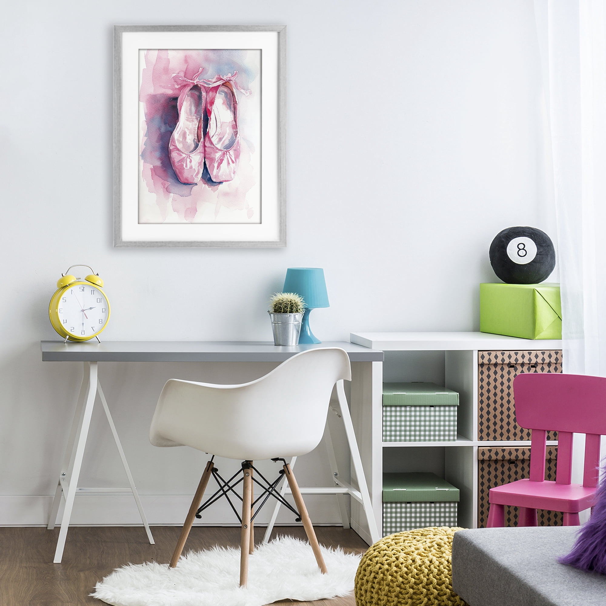 Stupell Industries Blush Ballet Slippers Gray Framed Print Under Glass, design by Ray Powers