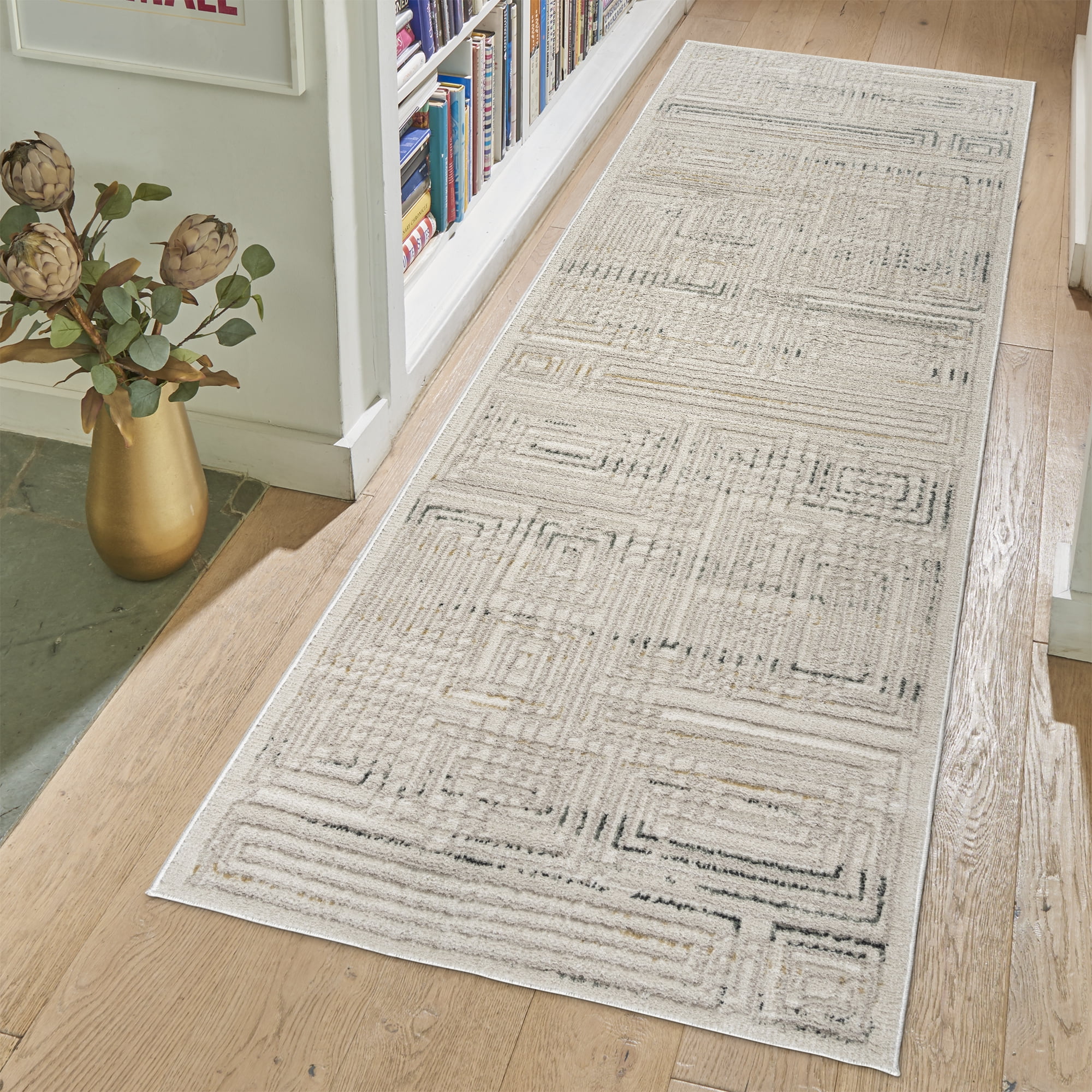 Gertmenian Trevi Vania Modern/Contemporary Geometric Cream Indoor Area Rug, 2x8 Runner