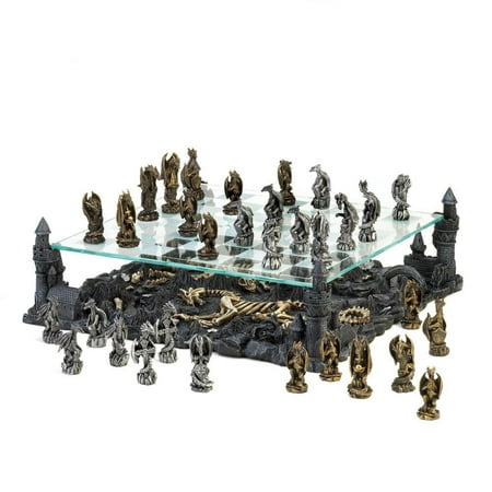 Battle Chess Set, Adult Glass Dragon Battle Theme Chess Set
