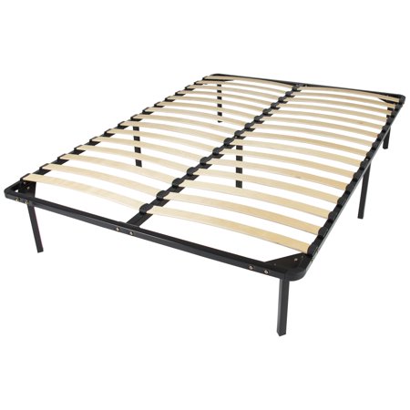 Best Choice Products Queen Size Wooden Slat Metal Bed Frame Wood Platform Bedroom Mattress Foundation w/ Bottom Storage, No Box Spring Needed - (Best Mattress Store Austin)