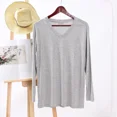 thumbnail image 1 of New Spring And Summer Men's T-shirt Modal Solid Color V-neck Long-sleeved Bottoming Shirt Pajamas Simple Home Service Sleep Tops, 1 of 4