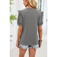 thumbnail image 5 of AnuYalue Puff Sleeve T-Shirt for Women V Neck Casual Summer Shirt Short Sleeve Solid Color Tops Vacation Daily Wear Tshirt, 5 of 5