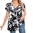 thumbnail image 6 of Womens Summer Blouses V Neck Loose Dressy Shirts Petal Short Sleeve Plus Size Tunic Tops, 6 of 8