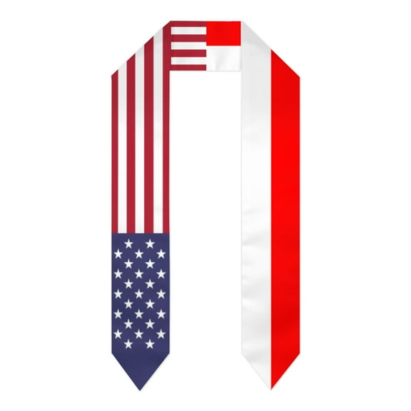 Poland & USA United States Flag Shawl Sash Stole Graduation Shawls Wraps Scraf For International Study