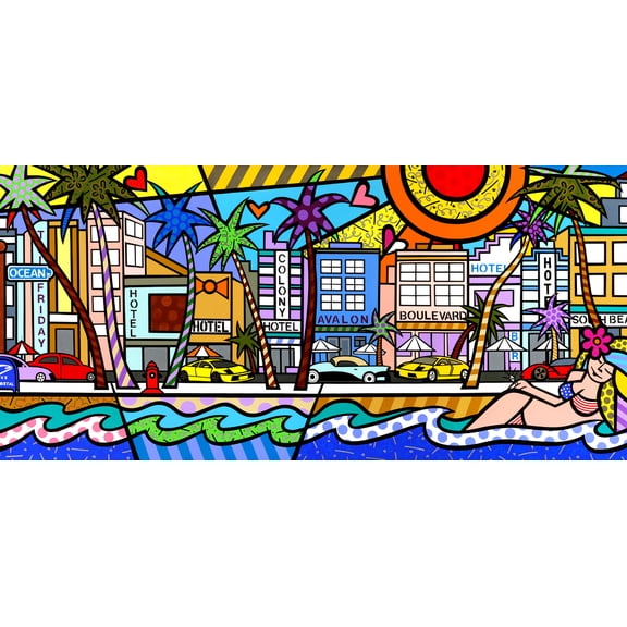 Nifao Ocean Drive, Wall Art by Jozza – Acrylic Painting, Wall Art Ready to Hang, 70"L x 32"W