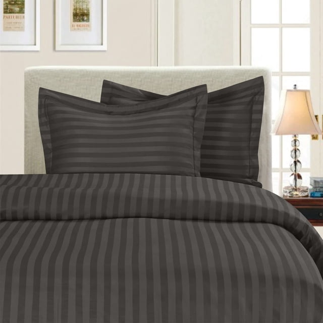 2-Piece Striped Duvet Cover Set, 1500 Thread Count, Button Closure - Cooling, Breathable Material- Wrinkle, Fade, Stain Resistant, Twin/Twin XL, Gray