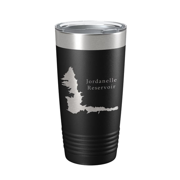 Jordanelle Reservoir Tumbler Lake Map Travel Mug Insulated Laser Engraved Coffee Cup Utah 20 oz Black