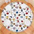 thumbnail image 2 of White Baseball Elements Pattern Round Fitted Tablecloth with Elastic Edge,Dining Table Cover Waterproof,Outdoor Round Tablecloth for Camping,Dining,Indoor and Outdoor, 2 of 7