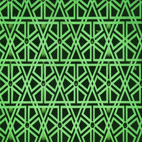 Ahgly Company Indoor Square Patterned Dark Forest Green Area Rugs, 8' Square