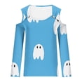 thumbnail image 3 of WREESH Halloween Long Sleeve Tops Women's Fashion Halloween Prints T-Shirt Long Sleeves Blouse Casual Tops Sky Blue, 3 of 5