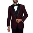 thumbnail image 5 of Adam Baker by Statement Men's Single Breasted Three Piece Shawl Collar Tuxedo - Burgundy Contrast - 44S, 5 of 7