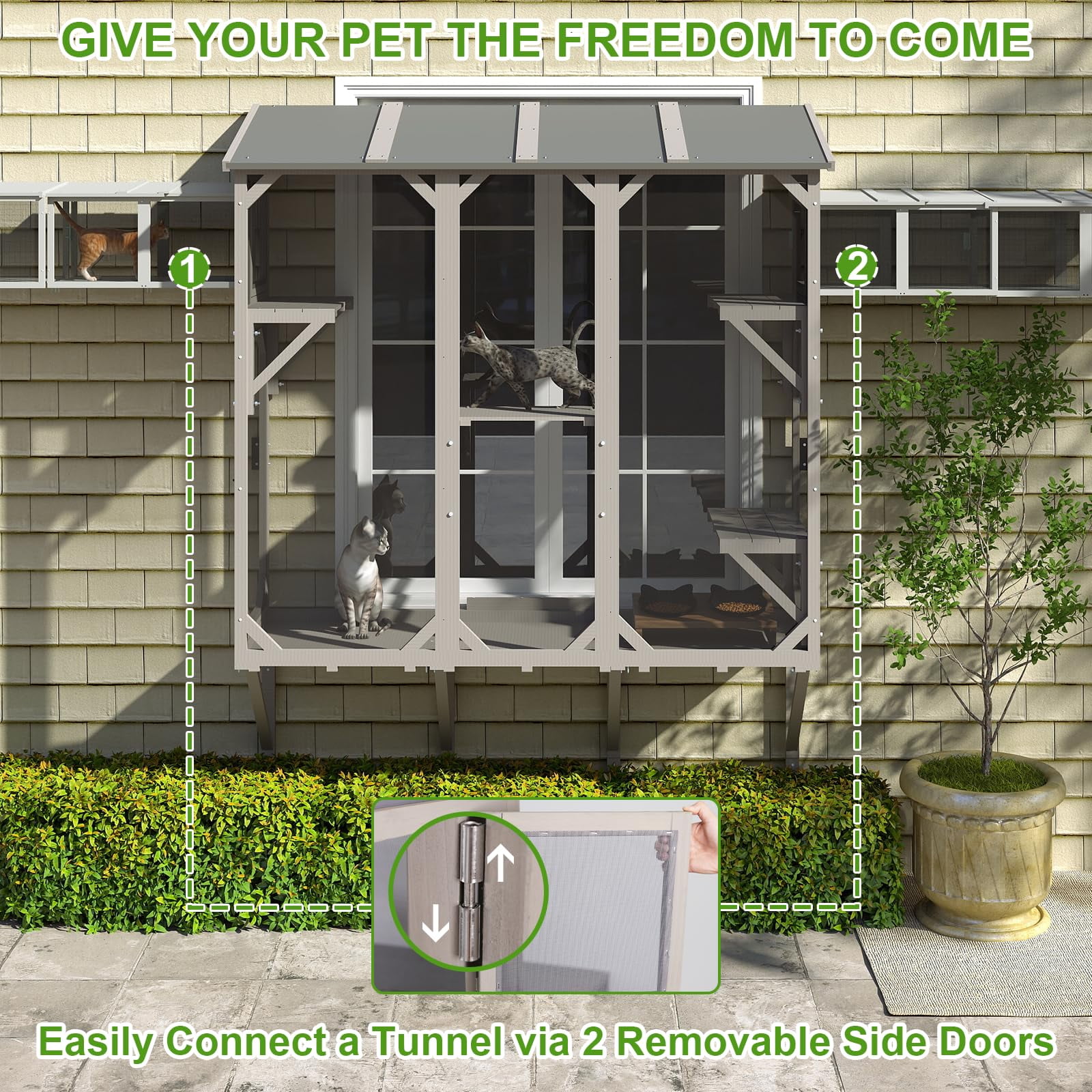 Gowoodhut Cat Window Box,Wooden Window Catio for Indoor Cats,Expandable Outdoor Enclosure