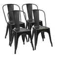 thumbnail image 2 of Lacoo Set of 4 Metal Dining Chair Indoor-Outdoor Use Stackable Classic Trattoria Chair Chic Dining Bistro Cafe Side Metal Chairs, Black Gold, 2 of 5