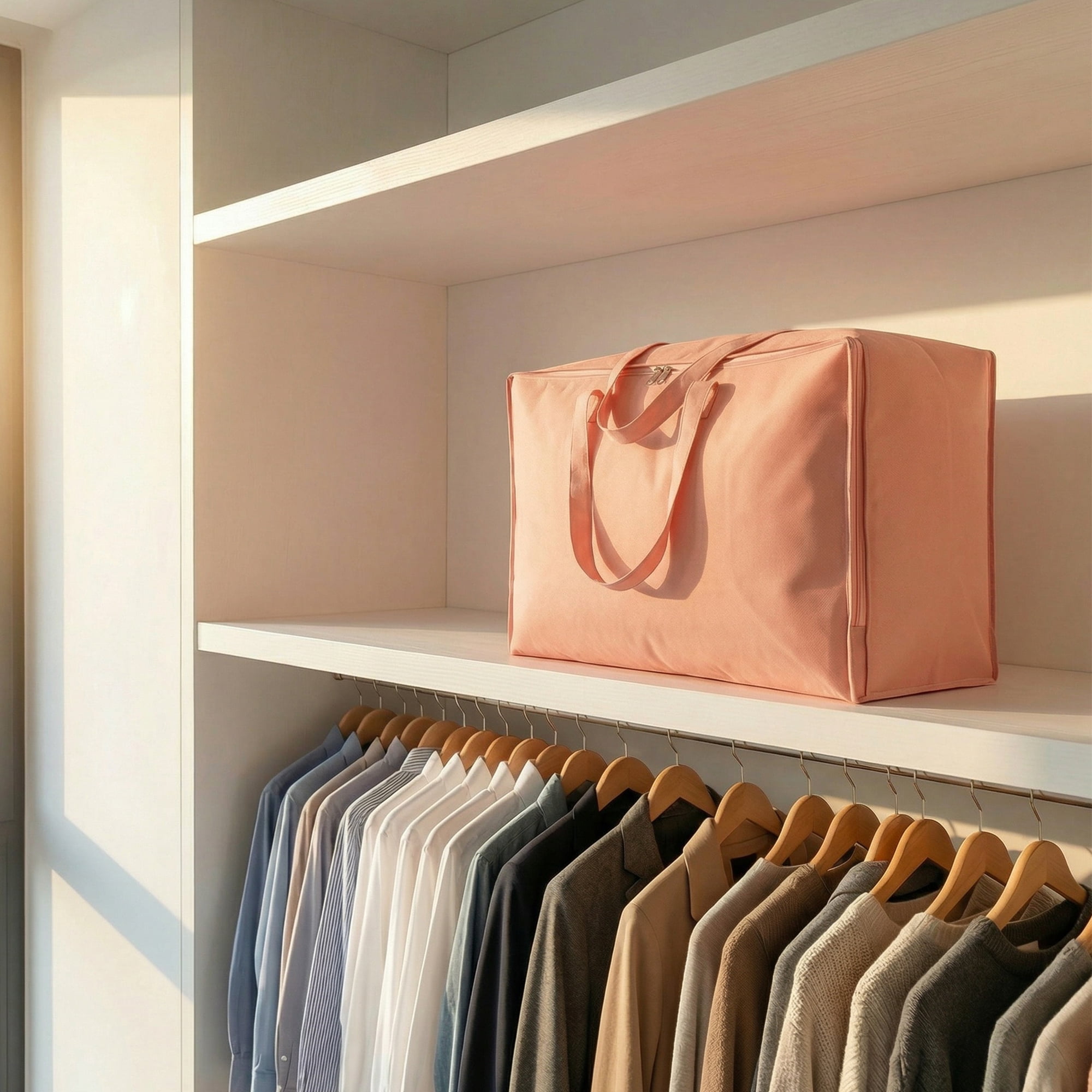 Unique Bargains Clothing Storage Bag Organize Bedroom and Closet Pink 24.8"x16.9"x8.3"
