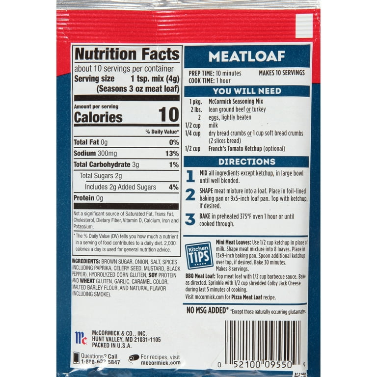 Mccormick on sale meatloaf seasoning