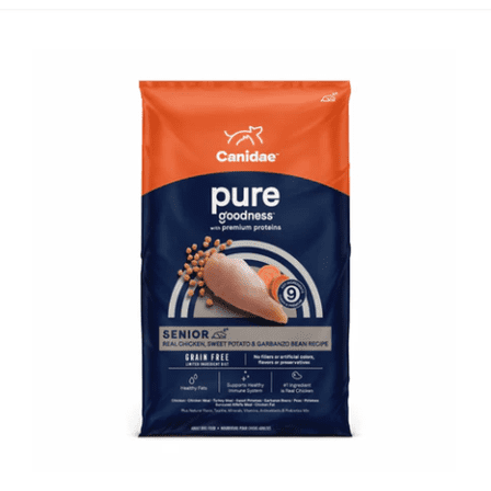Canidae Pure Goodness SENIOR Real Chicken, Sweet Potato & Garbanzo Bean Recipe Dry Dog Food 24 lb