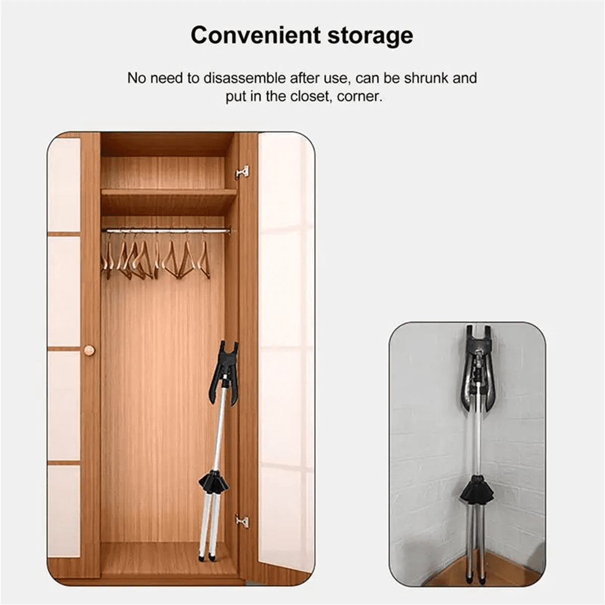 Display Stand Clothes Hanger Garment Foldable Tripod Steamer Rack Cloths Iron Hanging Stand Clothing Drying Rack Black