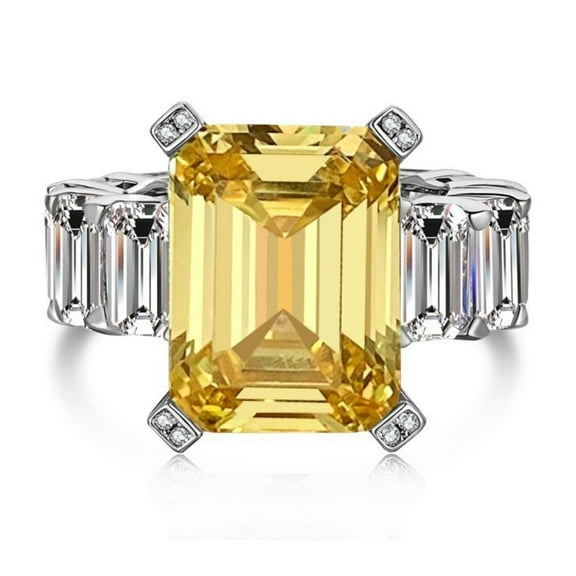 12*16MM Emerald Cut Engagement Ring for Women 5A CZ Simulated Big Diamond Ring 925 Sterling Silver Anniversary Wedding Rings Size 6-9