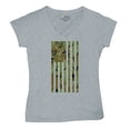 thumbnail image 5 of Camo American Flag Women's V-Neck T-shirt USA Military Proud Army Veteran RED Friday 4th of July Camouflage Patriot Tee, 5 of 7