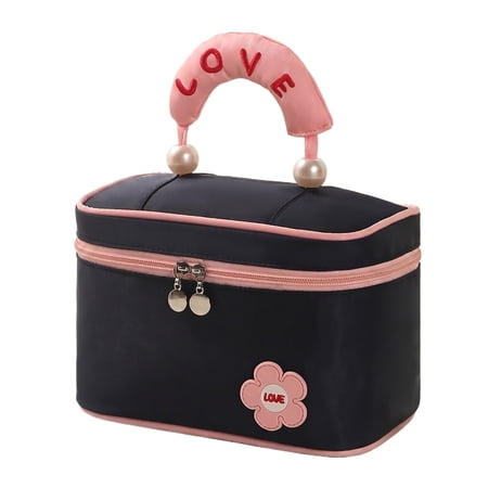 Travel Cosmetic Bag  Portable Navy Waterproof Storage Bag 1 Piece Large Capacity Toiletry Organizer with Pearl Handle for Travel Daily Use Outdoor Vacation Cosmetics Toiletries Storage