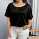 thumbnail image 5 of Camiseta Casual de Cuello Redondo de Color Sólido, Camisetas de Verano de Tamaño Más de las Mujeres para el Uso Diario, 5 of 6