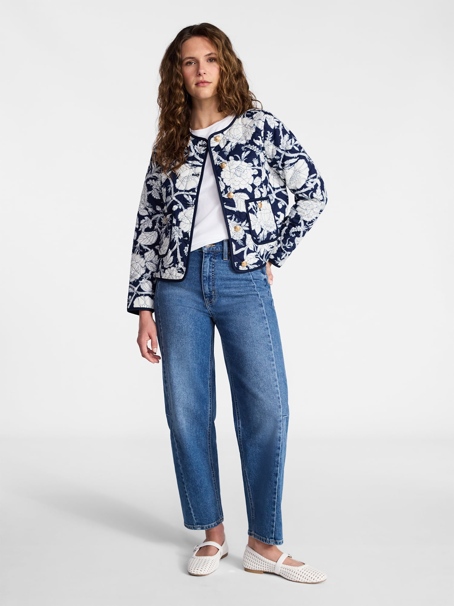 Time and Tru Women's Quilted Cotton Jacket, Sizes XS-XXXL