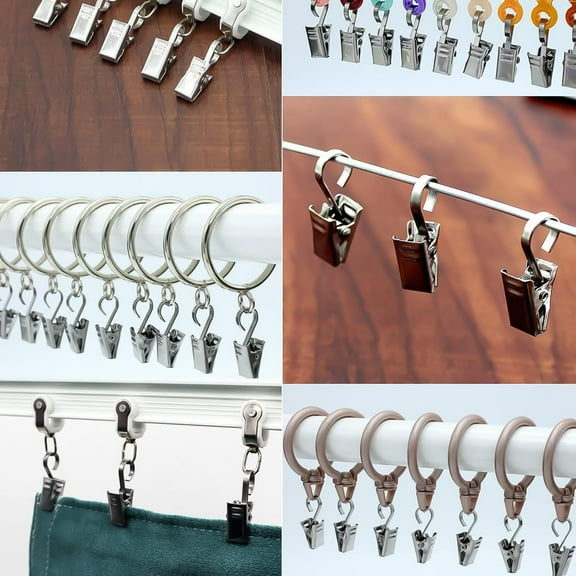 Raindrops Stainless Steel Silver Curtain Hooks for Wall and Drape Holders 100Pcs