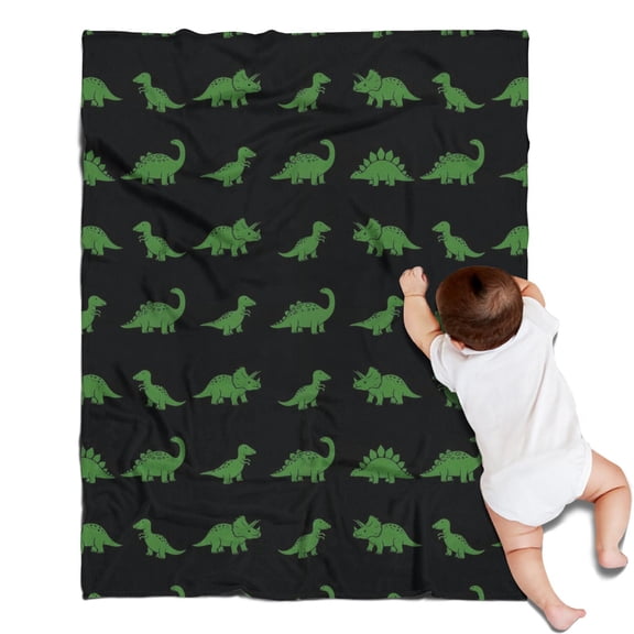 Black Dinosaurs Neon Pattern Blanket,Comfortable Soft Flannel Throw Blanket,All Season,Warm Lightweight Blankets for Sofa Bed Couch Living Room Chair,30"x40"