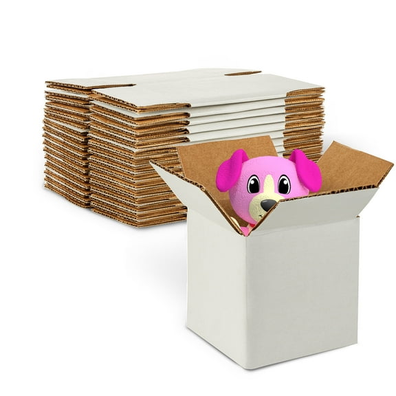 MT Products White Corrugated Cardboard Shipping Boxes 5" x 5" x 5" - Pack of 10
