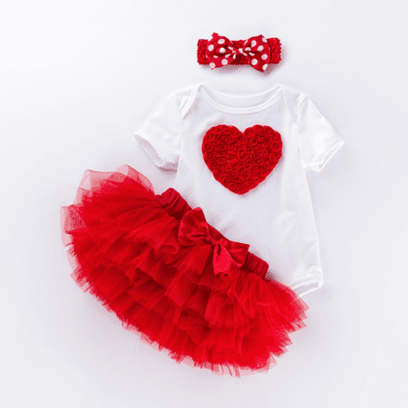 Summer Clothes Newborn Baby Girls Ruffle Ribbed Romper Heart Floral Bloomers Shorts Outfit Infant Gift 3 Pcs Set