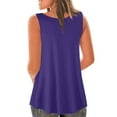 thumbnail image 4 of Pincandy Women's Fashion Solid Vest Round-Neck Tunics Tank Tops Sleeveless Loose Fit T-Shirt with Flare Hem Comfy Swing Blouse,Purple,M, 4 of 6