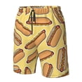 thumbnail image 3 of Wukai Hot Dogs Print Beach Trunks with Compression Liner Swimsuit Quick Dry Beach Sports Shorts with Pocket-XX-Large, 3 of 8