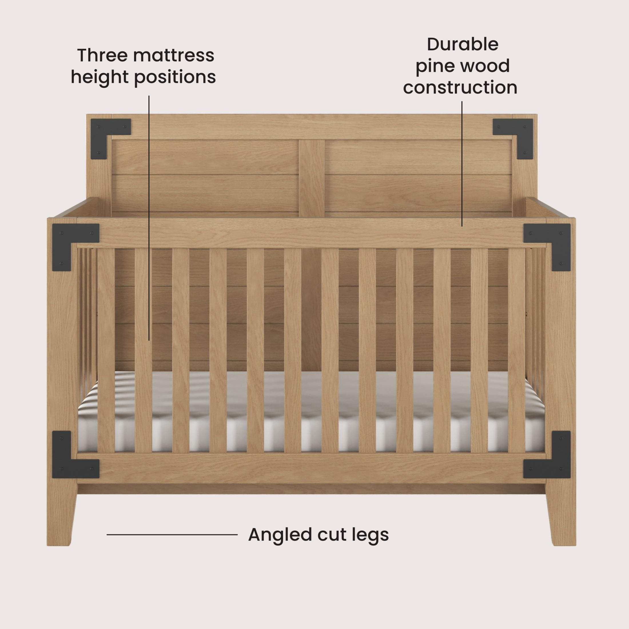 Child Craft Lucas Crib and Dresser Nursery Set, 4-in-1 Convertible Crib with 3-Drawer Dresser, Nutmeg, 2-Piece