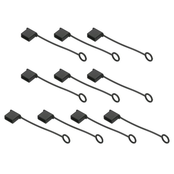 10pcs USB Port Cover Anti Dust Silicone USB Type-A Female Ports Protective Cover Protectors, Black