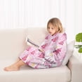 thumbnail image 4 of Pink Christmas Tree Pattern Blanket Hoodies for Kids 6-13YR Oversize Wearable Blanket Hoodies for Boys Girls Teens, 4 of 7