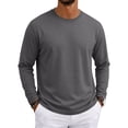 thumbnail image 2 of Hsovts Mens Long Sleeve Tee Shirts Cotton Crew Neck Moisture Wicking Soft Casual Basic T-Shirts Dark Gray L, 2 of 9