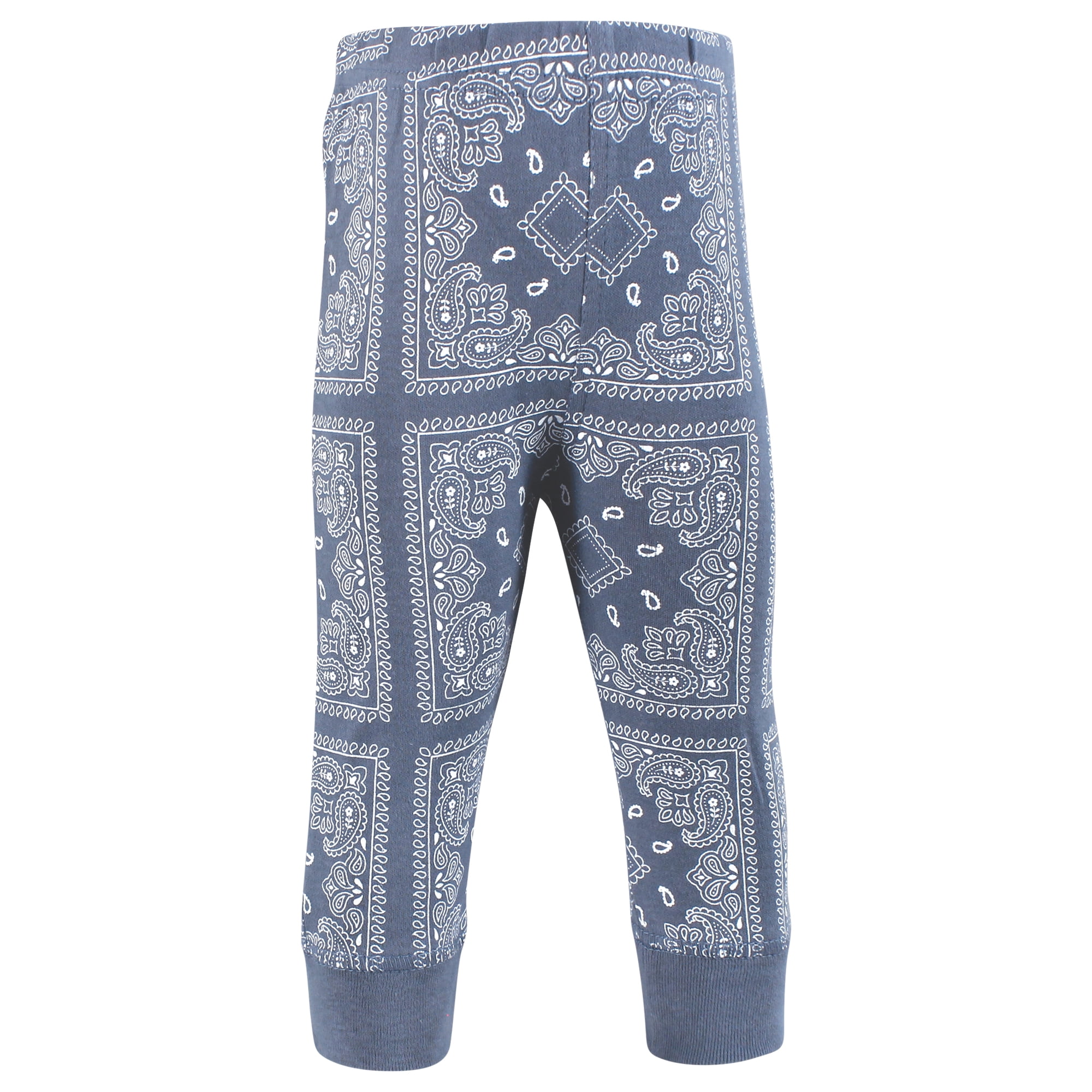 Hudson Baby Boys Cotton Pants and Leggings, Blue Bandana, 0-3 Months