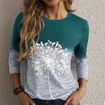 thumbnail image 2 of Women's Fall Long Sleeve Tunic Tops Crewneck Color Block Patchwork Shirts Print Casual Soft Comfy Blouses, 2 of 7